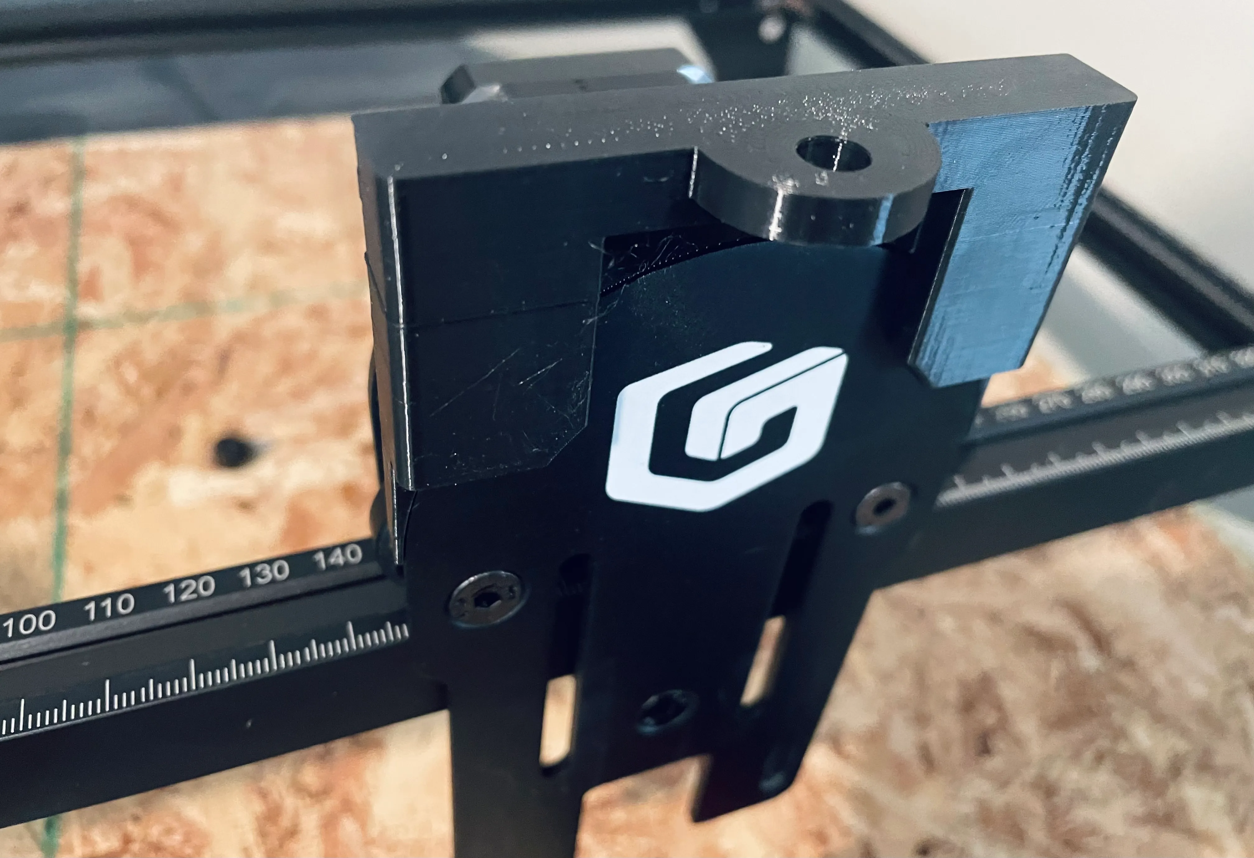 Z-axis adapter installed on the laser backplate